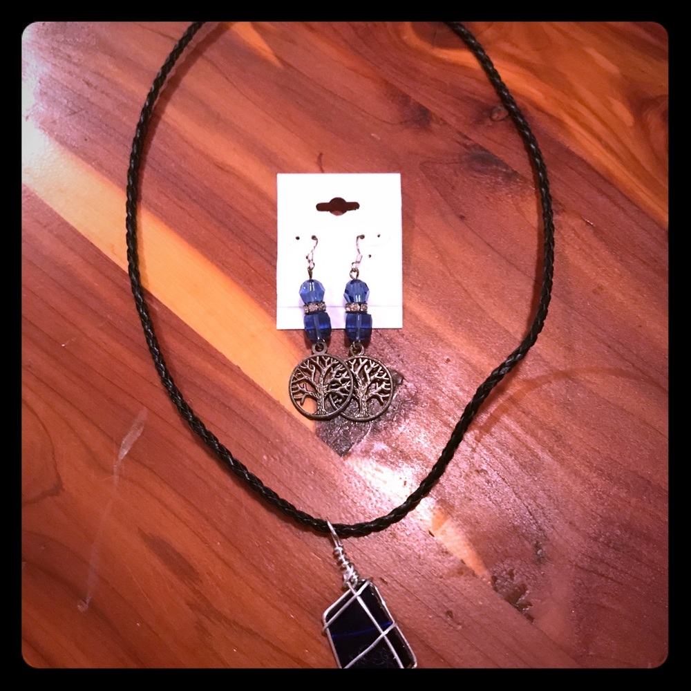 New Sterling Silver and Blue Stone Jewelry Set